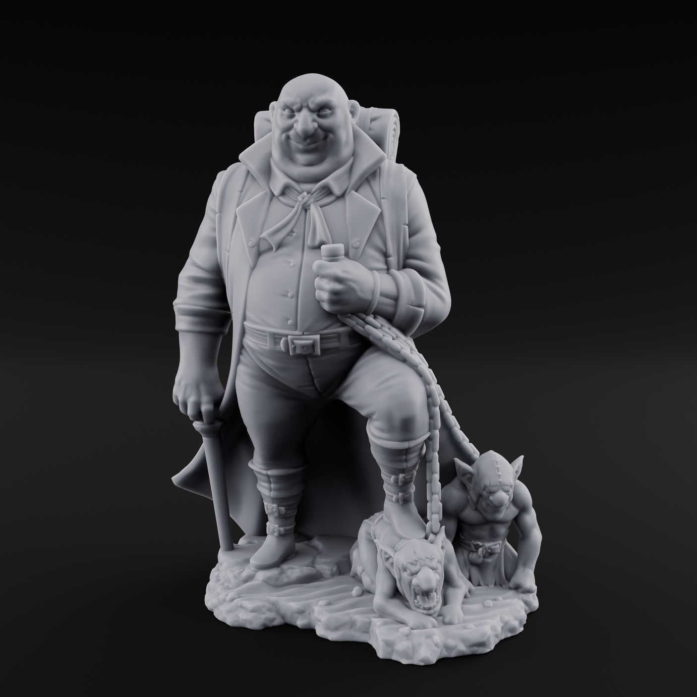 Leash Tugging Human Slave Master Miniature for Dungeons and Dragons, Pathfinder or other TTRPGs