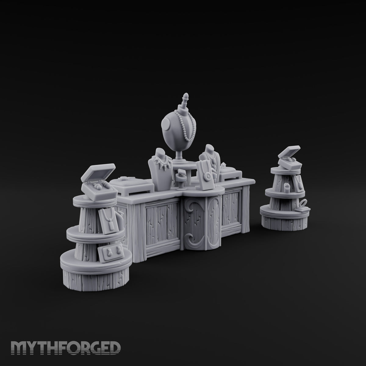 Appraised Under Glass Wooden Jeweler Shop Furniture Set — C