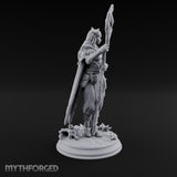 Staff Raising Fairy Sorceress Miniature for Dungeons and Dragons, Pathfinder or other TTRPGs
