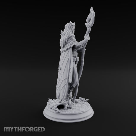 Staff Raising Fairy Sorceress Miniature for Dungeons and Dragons, Pathfinder or other TTRPGs
