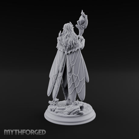 Staff Raising Fairy Sorceress Miniature for Dungeons and Dragons, Pathfinder or other TTRPGs