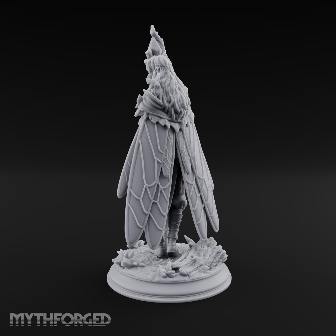 Staff Raising Fairy Sorceress Miniature for Dungeons and Dragons, Pathfinder or other TTRPGs