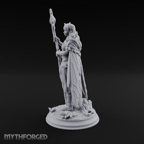 Staff Raising Fairy Sorceress Miniature for Dungeons and Dragons, Pathfinder or other TTRPGs