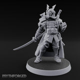 Katana Drawn Advancing Shogunate Lieutenant Miniature for Dungeons and Dragons, Pathfinder or other TTRPGs