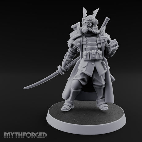 Katana Drawn Advancing Shogunate Lieutenant Miniature for Dungeons and Dragons, Pathfinder or other TTRPGs