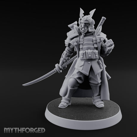 Katana Drawn Advancing Shogunate Lieutenant Miniature for Dungeons and Dragons, Pathfinder or other TTRPGs