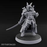 Katana Drawn Advancing Shogunate Lieutenant Miniature for Dungeons and Dragons, Pathfinder or other TTRPGs