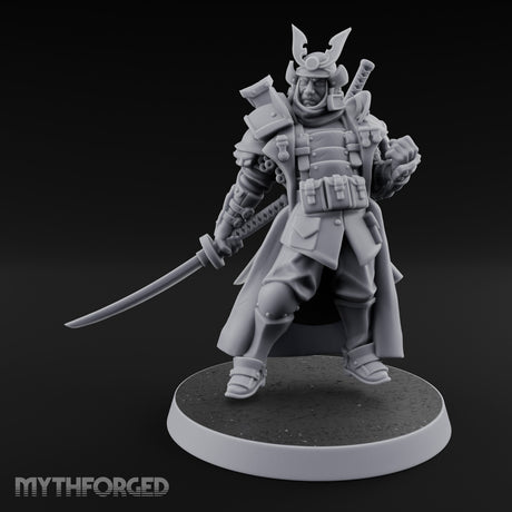 Katana Drawn Advancing Shogunate Lieutenant Miniature for Dungeons and Dragons, Pathfinder or other TTRPGs