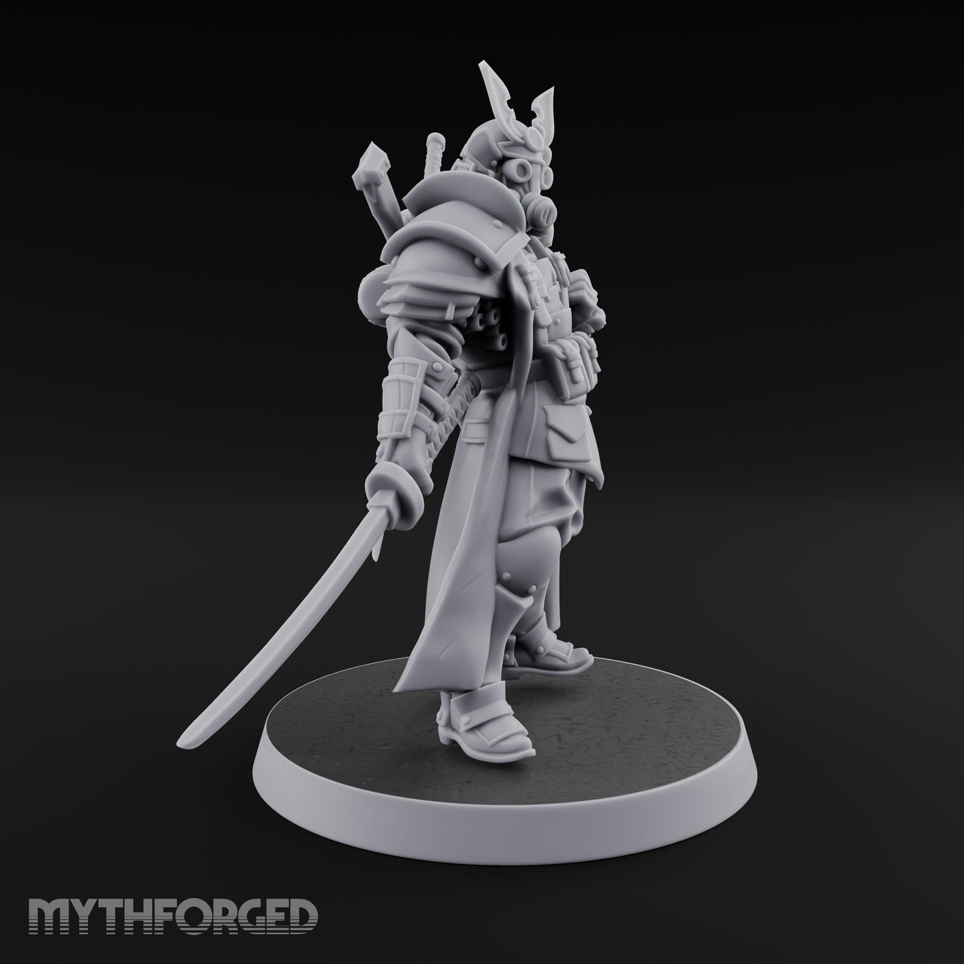Katana Drawn Advancing Shogunate Lieutenant Miniature for Dungeons and Dragons, Pathfinder or other TTRPGs