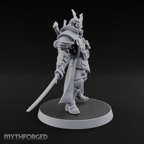 Katana Drawn Advancing Shogunate Lieutenant Miniature for Dungeons and Dragons, Pathfinder or other TTRPGs