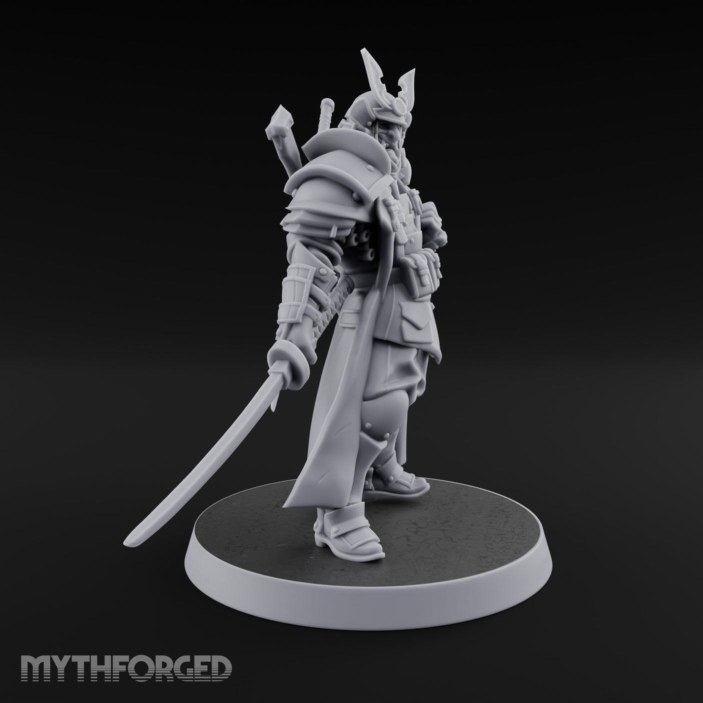 Katana Drawn Advancing Shogunate Lieutenant Miniature for Dungeons and Dragons, Pathfinder or other TTRPGs