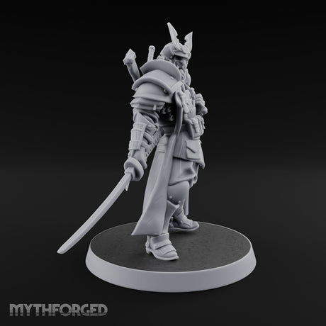 Katana Drawn Advancing Shogunate Lieutenant Miniature for Dungeons and Dragons, Pathfinder or other TTRPGs