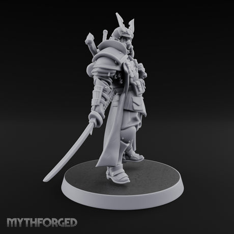 Katana Drawn Advancing Shogunate Lieutenant Miniature for Dungeons and Dragons, Pathfinder or other TTRPGs