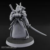 Katana Drawn Advancing Shogunate Lieutenant Miniature for Dungeons and Dragons, Pathfinder or other TTRPGs