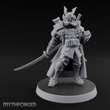 Katana Drawn Advancing Shogunate Lieutenant Miniature for Dungeons and Dragons, Pathfinder or other TTRPGs