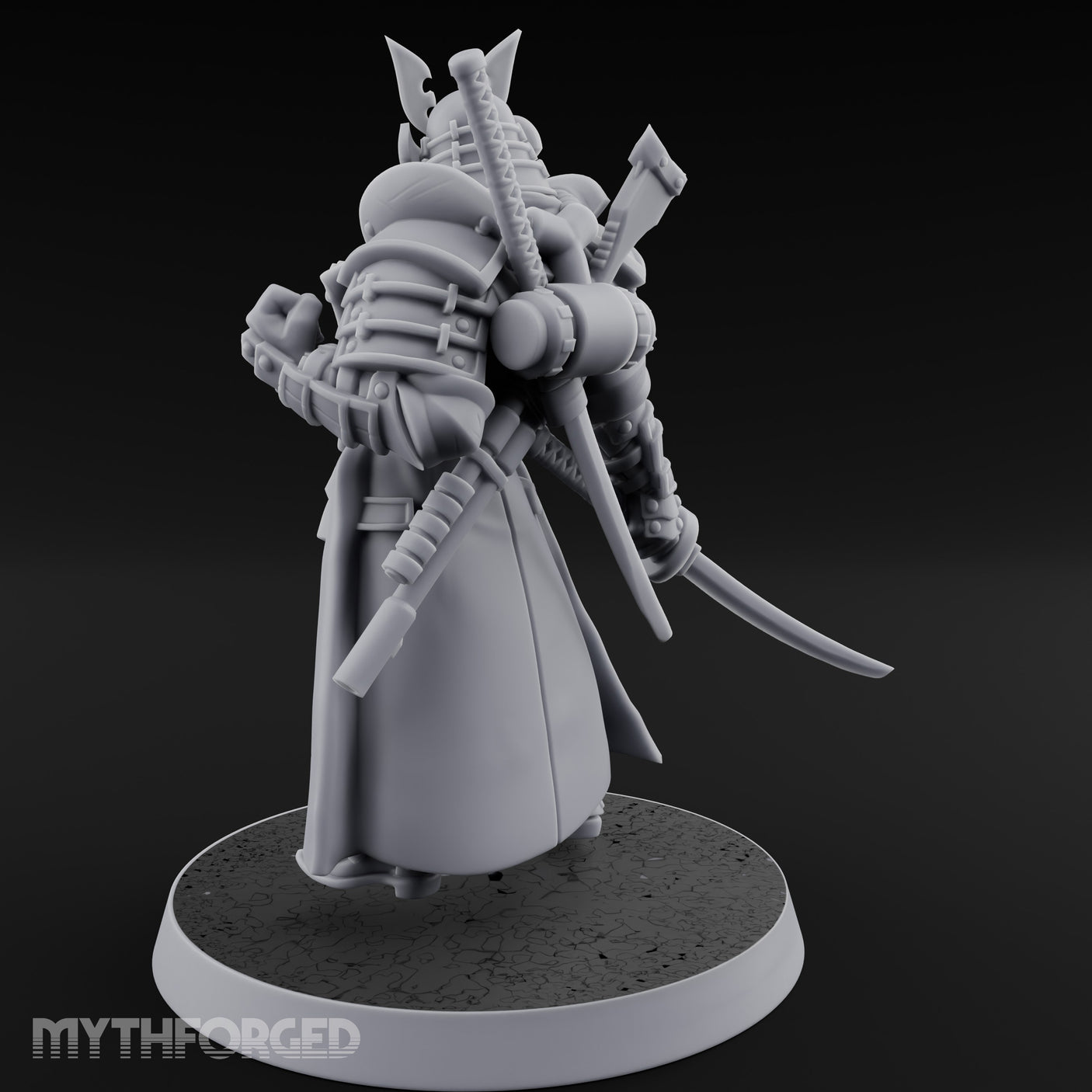 Katana Drawn Advancing Shogunate Lieutenant Miniature for Dungeons and Dragons, Pathfinder or other TTRPGs