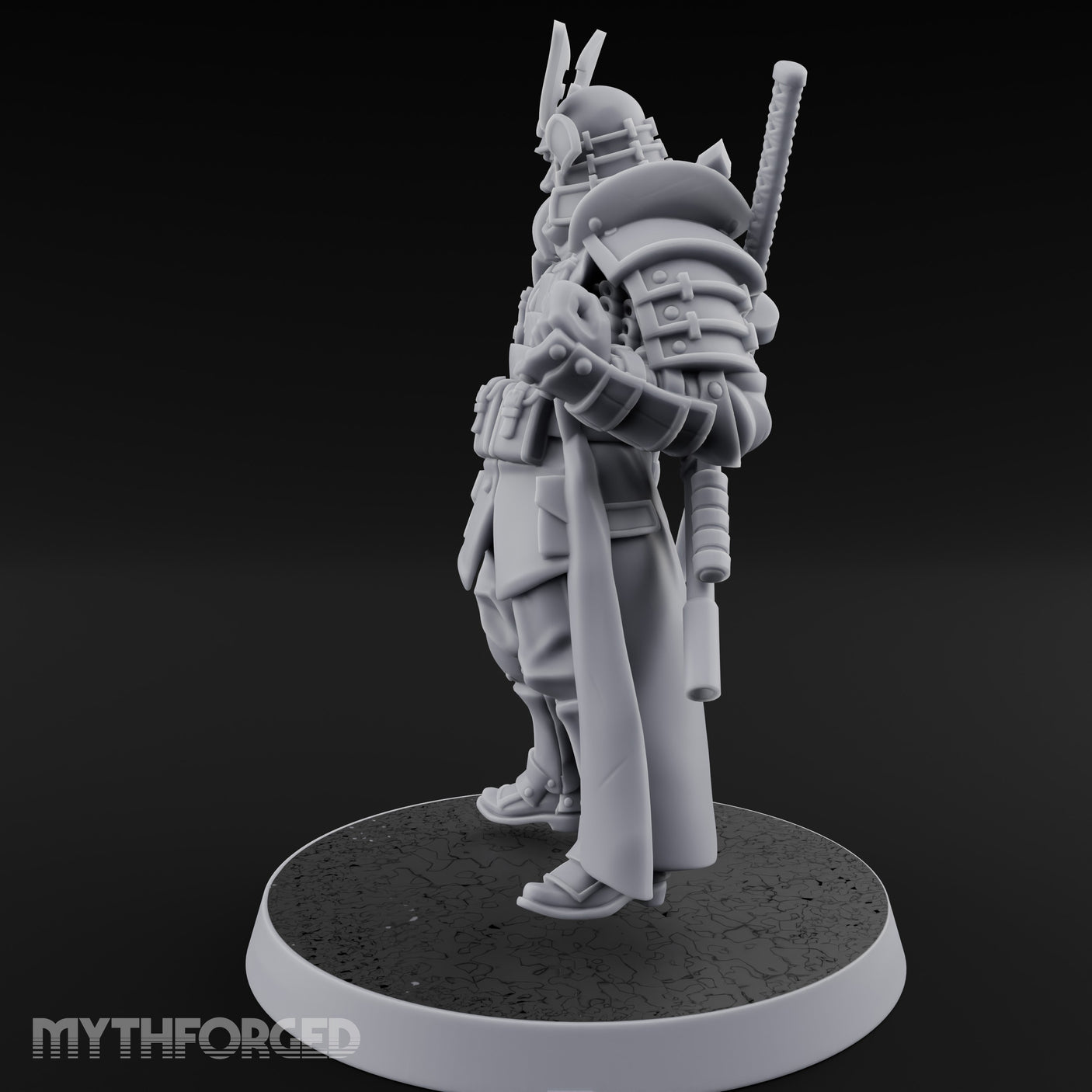 Katana Drawn Advancing Shogunate Lieutenant Miniature for Dungeons and Dragons, Pathfinder or other TTRPGs