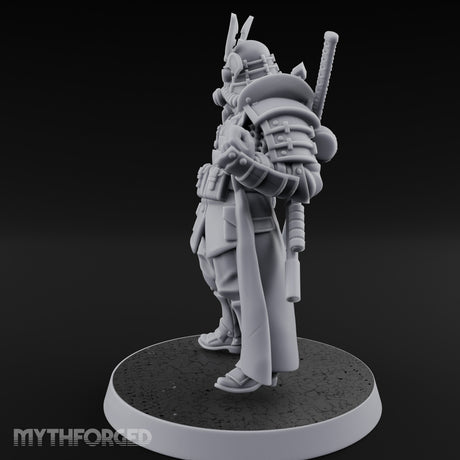 Katana Drawn Advancing Shogunate Lieutenant Miniature for Dungeons and Dragons, Pathfinder or other TTRPGs