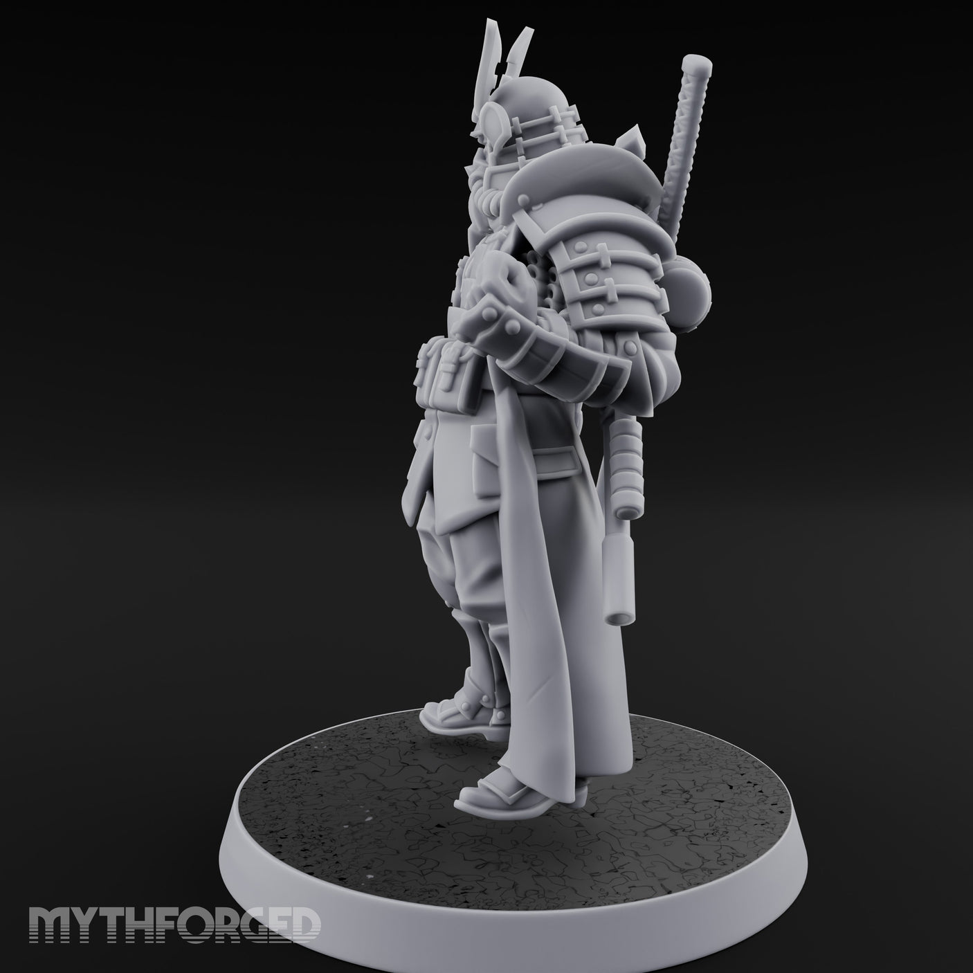 Katana Drawn Advancing Shogunate Lieutenant Miniature for Dungeons and Dragons, Pathfinder or other TTRPGs