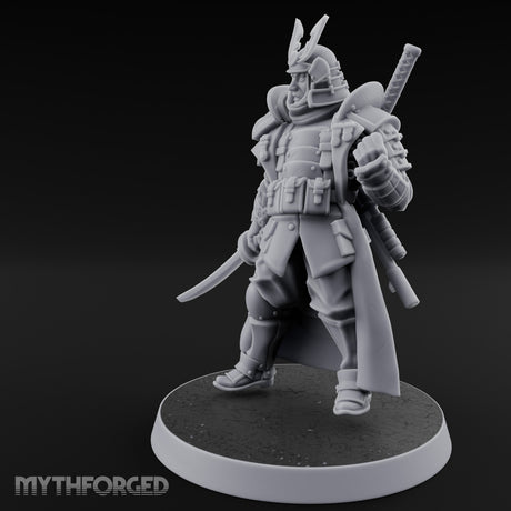 Katana Drawn Advancing Shogunate Lieutenant Miniature for Dungeons and Dragons, Pathfinder or other TTRPGs