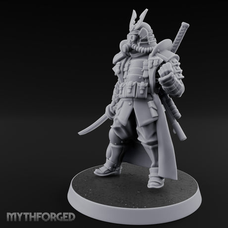 Katana Drawn Advancing Shogunate Lieutenant Miniature for Dungeons and Dragons, Pathfinder or other TTRPGs