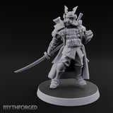 Katana Drawn Advancing Shogunate Lieutenant Miniature for Dungeons and Dragons, Pathfinder or other TTRPGs
