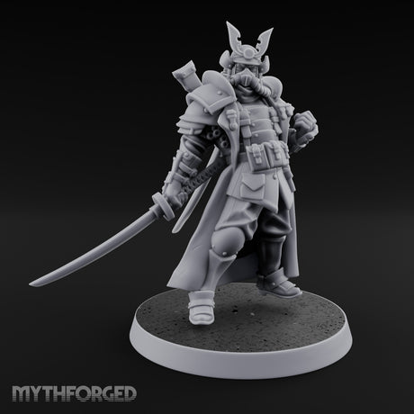Katana Drawn Advancing Shogunate Lieutenant Miniature for Dungeons and Dragons, Pathfinder or other TTRPGs