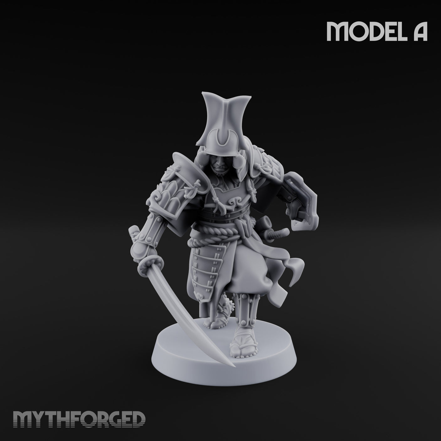 Katana Swinging Samurai Warrior A Miniature for Dungeons and Dragons, Pathfinder or other TTRPGs