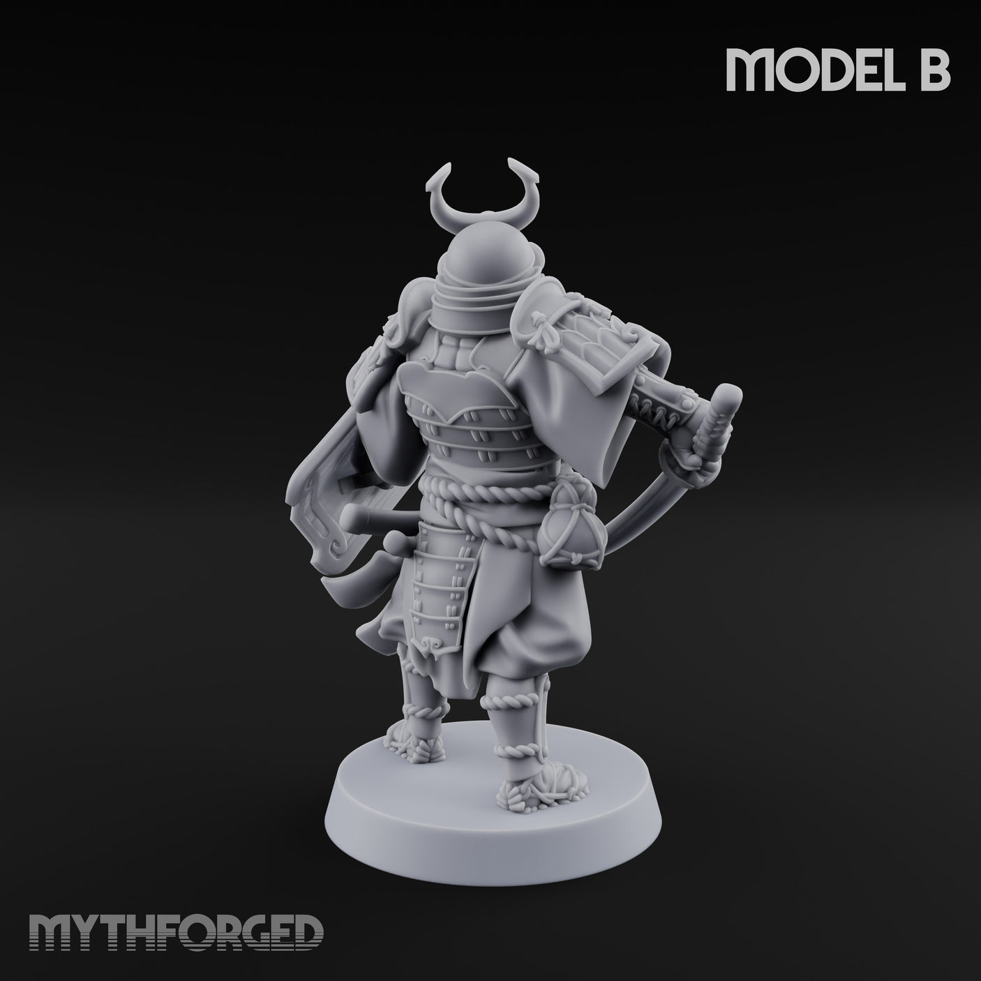 Katana Swinging Samurai Warrior B Miniature for Dungeons and Dragons, Pathfinder or other TTRPGs