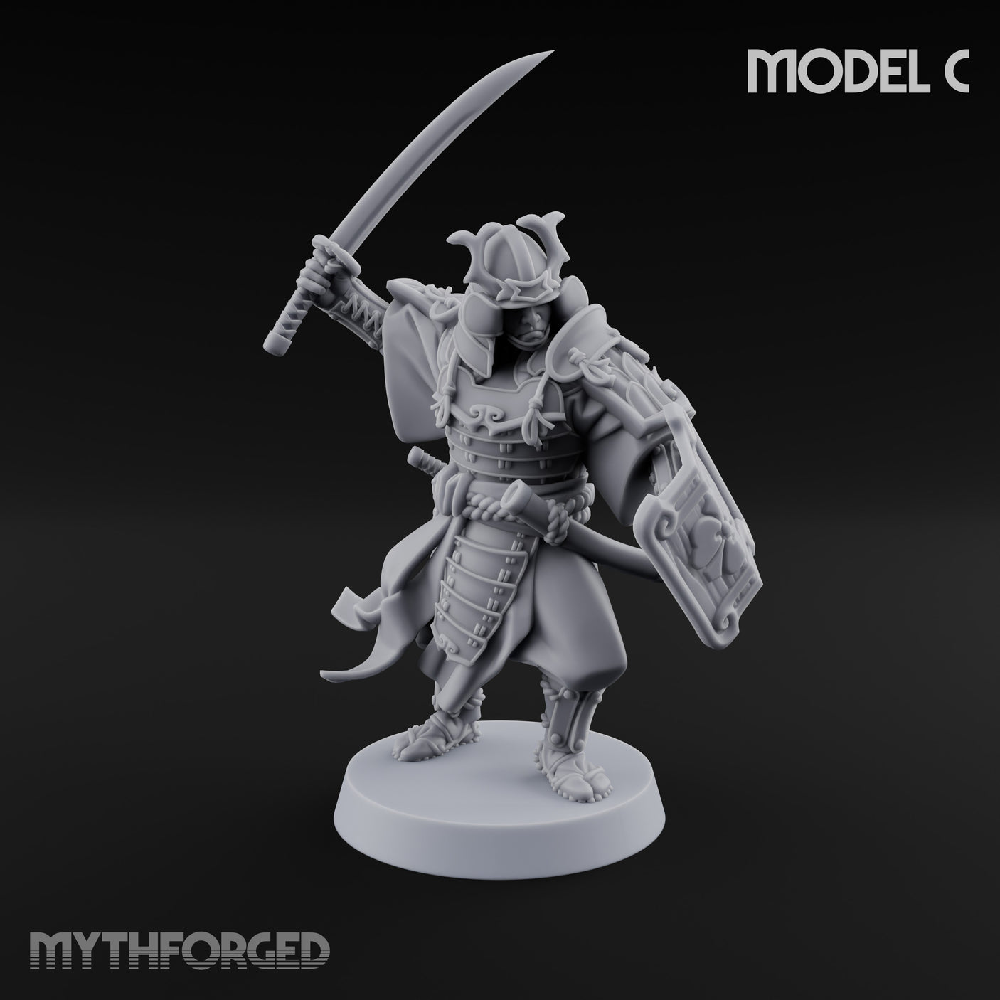 Katana Swinging Samurai Warrior C Miniature for Dungeons and Dragons, Pathfinder or other TTRPGs