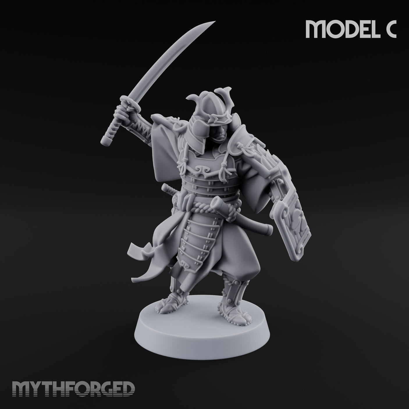 Katana Swinging Samurai Warrior C Miniature for Dungeons and Dragons, Pathfinder or other TTRPGs