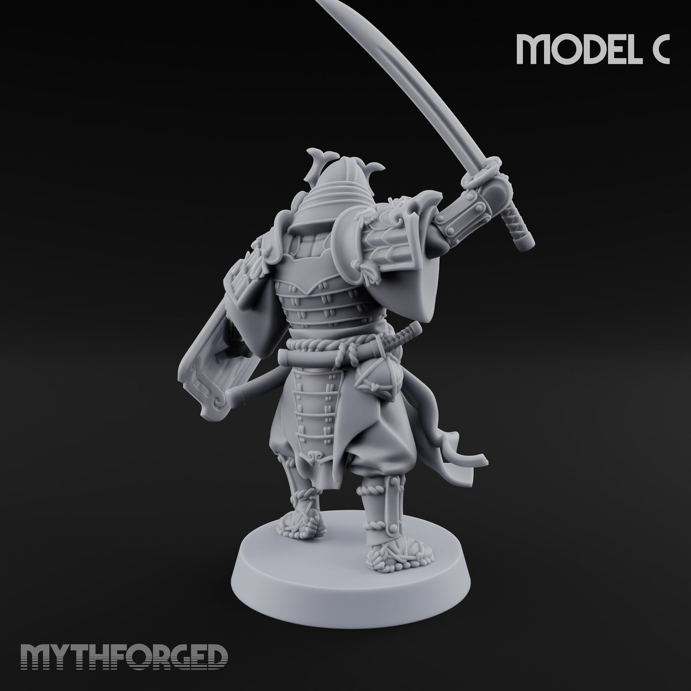 Katana Swinging Samurai Warrior C Miniature for Dungeons and Dragons, Pathfinder or other TTRPGs