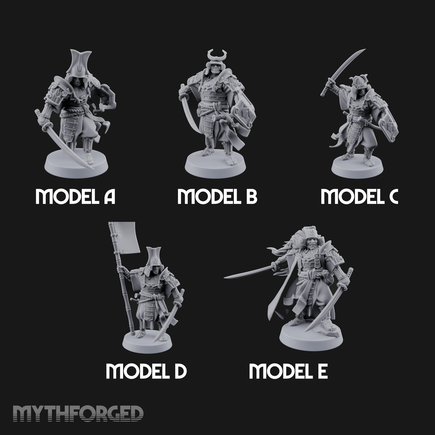 Katana Swinging Samurai Warriors Miniature for Dungeons and Dragons, Pathfinder or other TTRPGs
