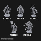 Katana Swinging Samurai Warriors Miniature for Dungeons and Dragons, Pathfinder or other TTRPGs