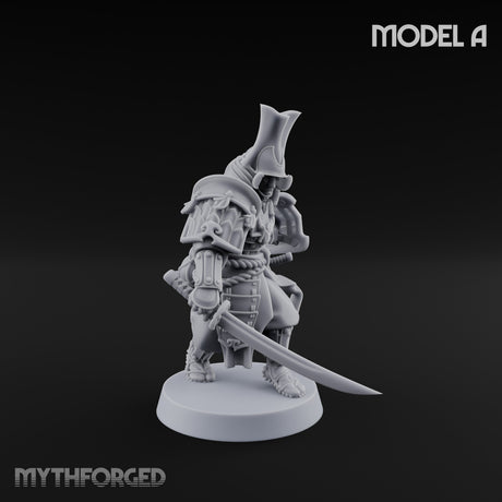 Katana Swinging Samurai Warriors Miniature for Dungeons and Dragons, Pathfinder or other TTRPGs