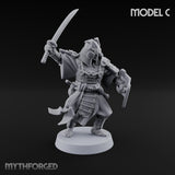 Katana Swinging Samurai Warriors Miniature for Dungeons and Dragons, Pathfinder or other TTRPGs