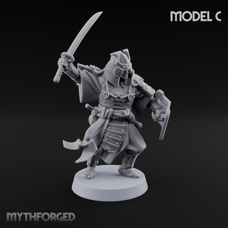 Katana Swinging Samurai Warriors Miniature for Dungeons and Dragons, Pathfinder or other TTRPGs