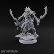 Twin Blades Raised Lizardfolk Vault Guardian Miniature for Dungeons and Dragons, Pathfinder or other TTRPGs