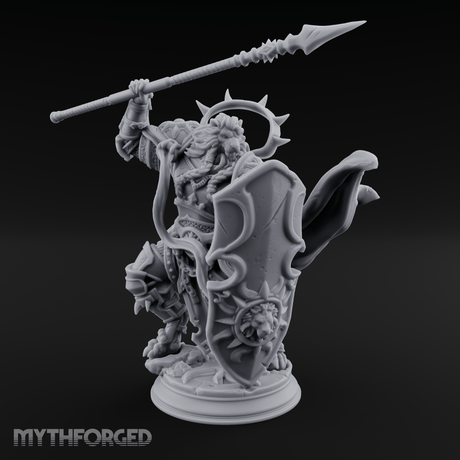 Spear Hoisted High Leonin Warrior Miniature for Dungeons and Dragons, Pathfinder or other TTRPGs