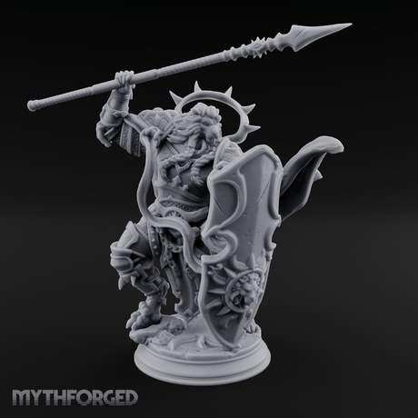 Spear Hoisted High Leonin Warrior Miniature for Dungeons and Dragons, Pathfinder or other TTRPGs