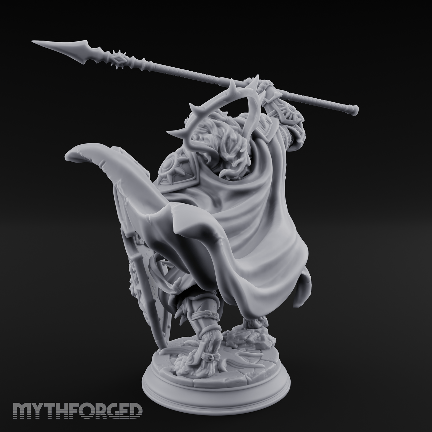 Spear Hoisted High Leonin Warrior Miniature for Dungeons and Dragons, Pathfinder or other TTRPGs