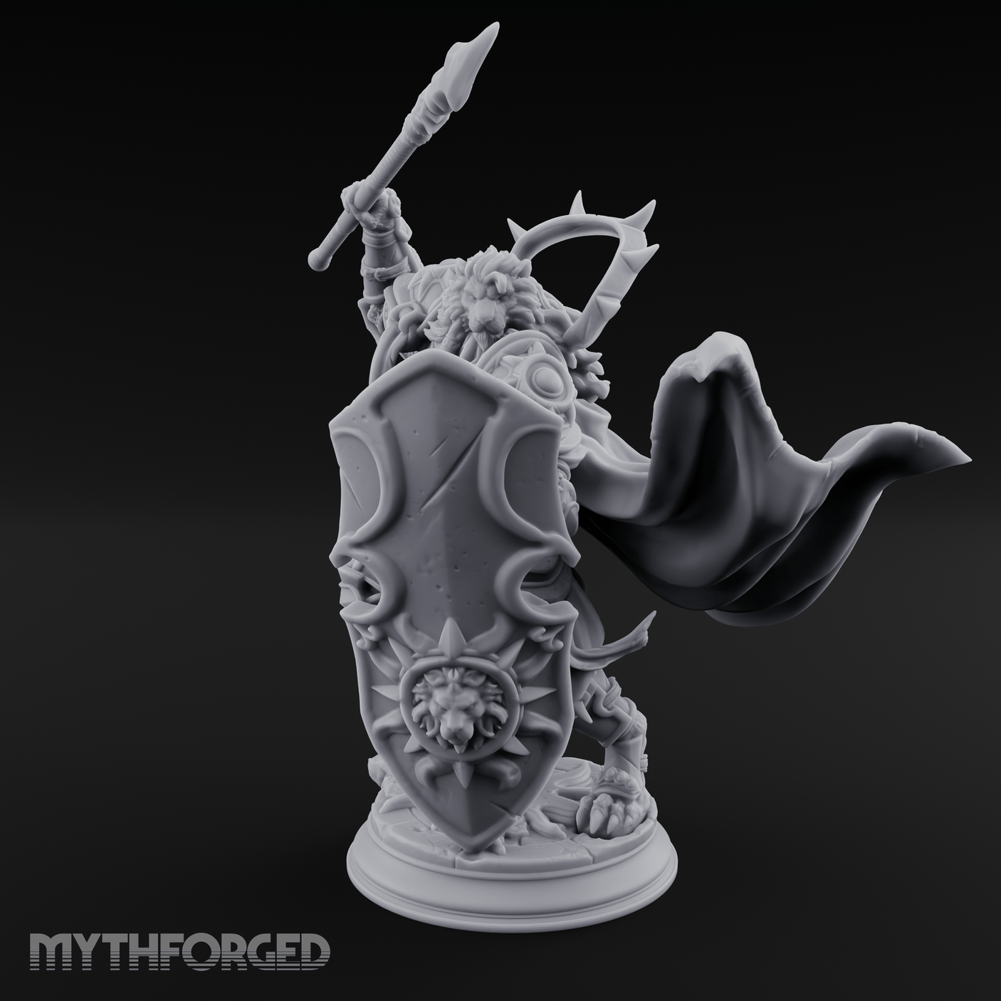 Spear Hoisted High Leonin Warrior Miniature for Dungeons and Dragons, Pathfinder or other TTRPGs