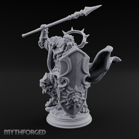 Spear Hoisted High Leonin Warrior Miniature for Dungeons and Dragons, Pathfinder or other TTRPGs