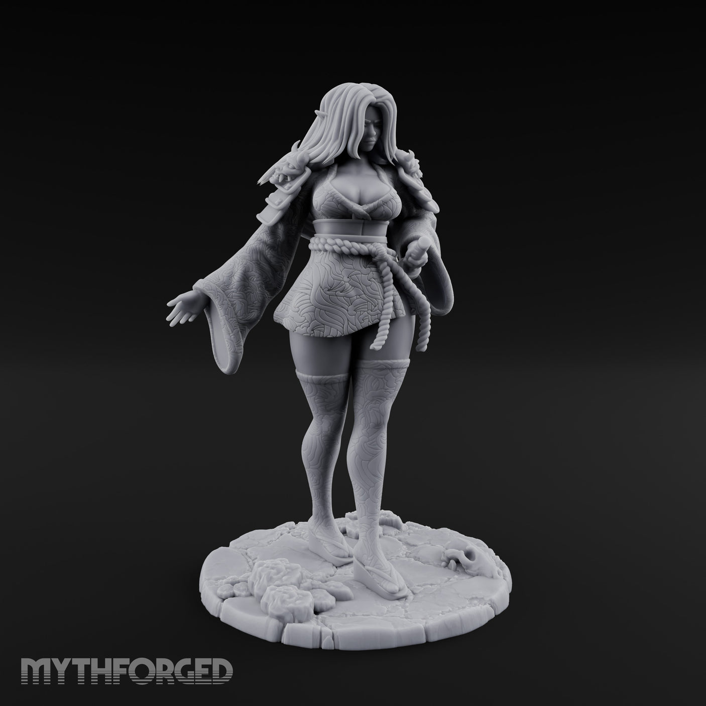 Kimono Flowing Swords Sheathed Human Samurai Miniature for Dungeons and Dragons, Pathfinder or other TTRPGs