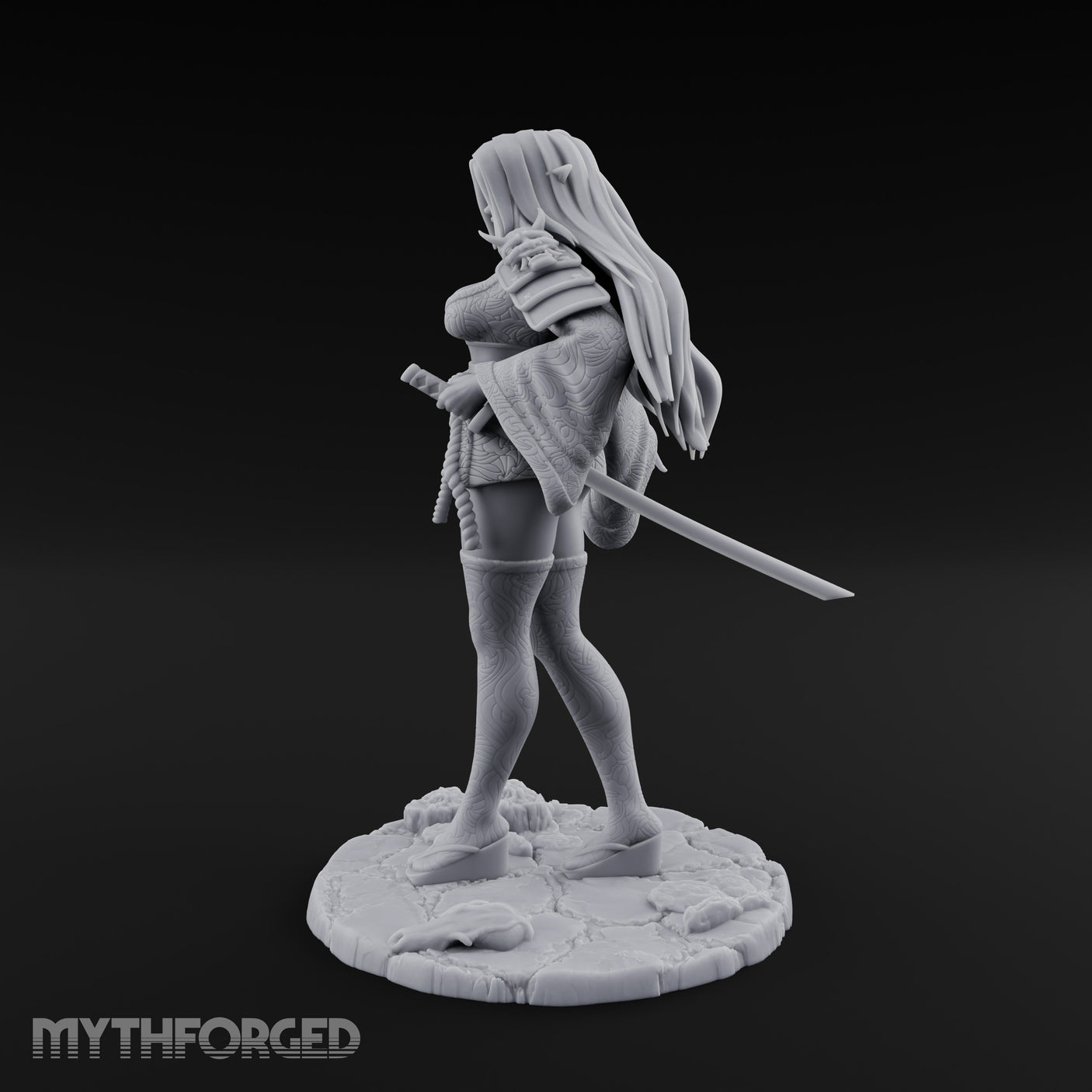 Kimono Flowing Swords Sheathed Human Samurai Miniature for Dungeons and Dragons, Pathfinder or other TTRPGs