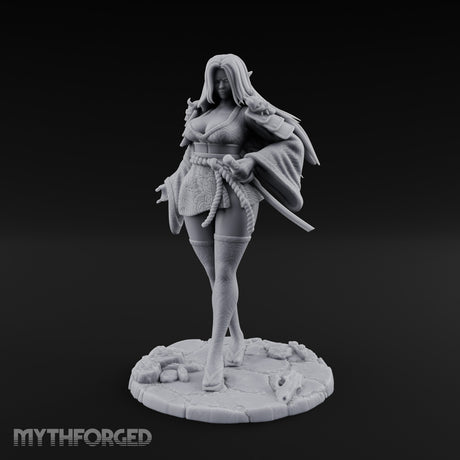 Kimono Flowing Swords Sheathed Human Samurai Miniature for Dungeons and Dragons, Pathfinder or other TTRPGs