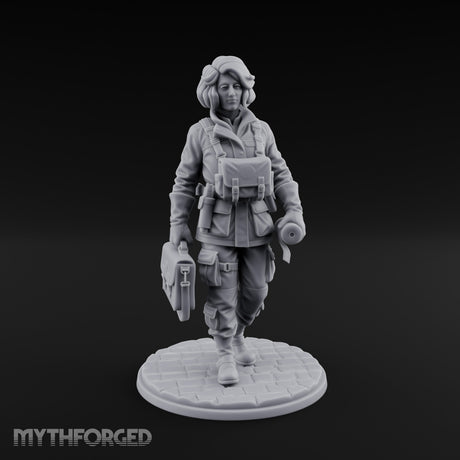 Kit Bag Lugging Pistol Swinging Human Resistance Fighter Miniature for Dungeons and Dragons, Pathfinder or other TTRPGs