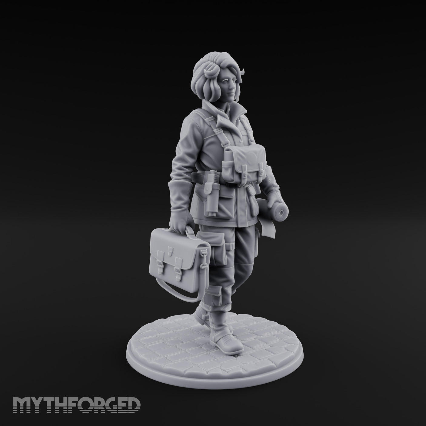 Kit Bag Lugging Pistol Swinging Human Resistance Fighter Miniature for Dungeons and Dragons, Pathfinder or other TTRPGs