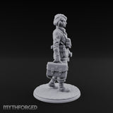 Kit Bag Lugging Pistol Swinging Human Resistance Fighter Miniature for Dungeons and Dragons, Pathfinder or other TTRPGs