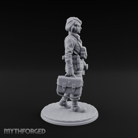 Kit Bag Lugging Pistol Swinging Human Resistance Fighter Miniature for Dungeons and Dragons, Pathfinder or other TTRPGs